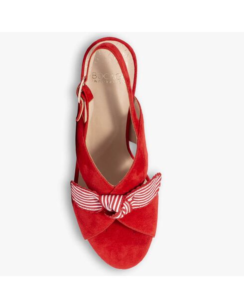 Sandales en Velours de Cuir Paulin rouges - Talon 9 cm